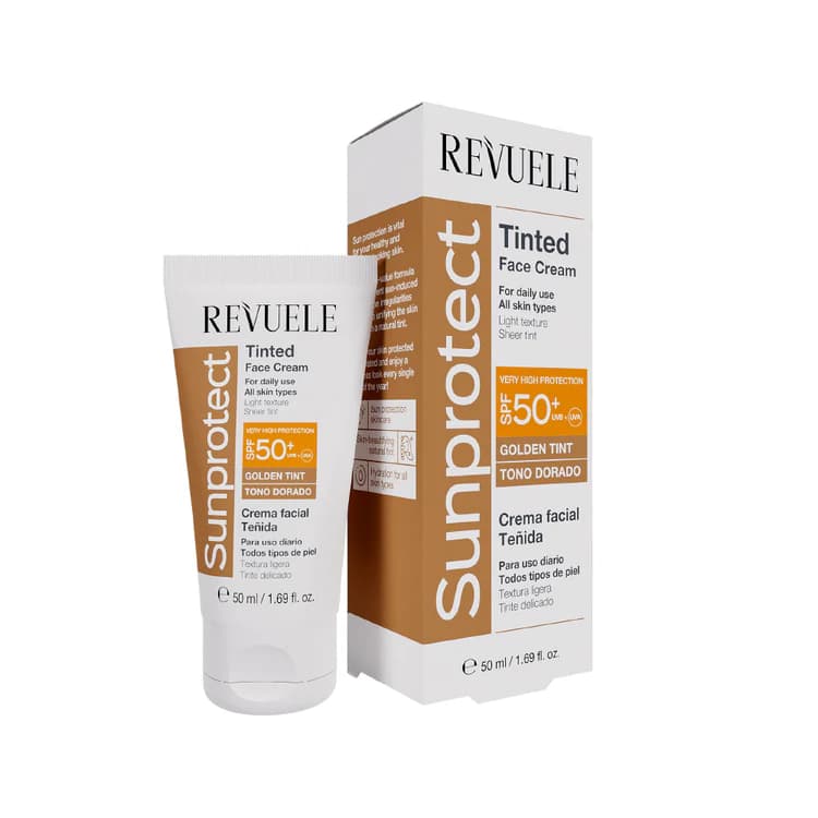 PROTECTOR SOLAR Y CREMA FACIAL CON COLOR REVUELE SUNPROTECT – FPS 50+