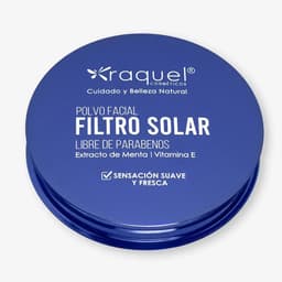 POLVO FACIAL FILTRO SOLAR RAQUEL PRESENTACION AZUL